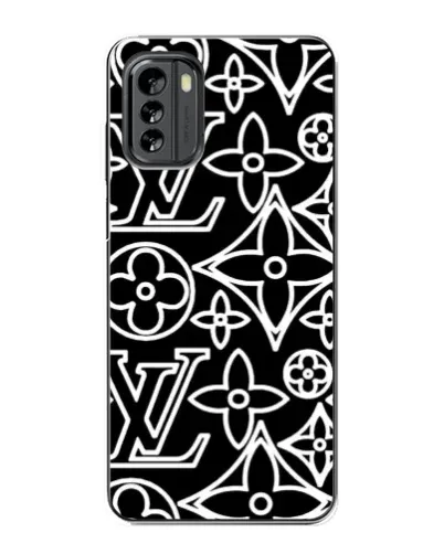 Чехол для Nokia G60 с картинкой «Черно-белый узор LV»