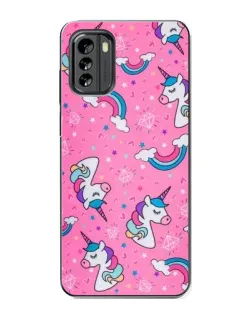 Чехол для Nokia G60 с картинкой «Unicorn паттерн розовый»