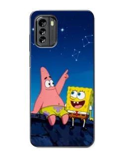 Чехол для Nokia G60 с картинкой «Губка Боб и Патрик ночью»