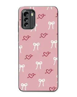 Чехол для Nokia G60 с картинкой «Сердца и банты»