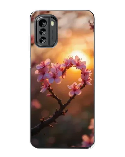 Чехол для Nokia G60 с картинкой «Розовый цвет сердце на фоне заката»