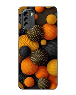 Чехол для Nokia G60 с картинкой «Объемные оранжевые сферы»