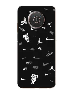 Чехол для Nokia X10 с картинкой «Nike Black Pattern»