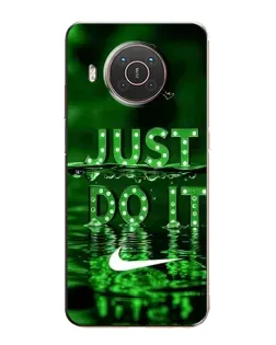 Чехол для Nokia X10 с картинкой «Зеленый неоновый Nike»