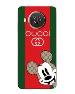 Чехол для Nokia X10 с картинкой «Gucci — полосы и Микки»