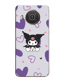Чехол для Nokia X10 с картинкой «Kuromi и лавандовые сердца»