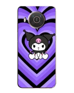 Чехол для Nokia X10 с картинкой «Kuromi и фиолетовые сердца»