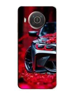 Чехол для Nokia X10 с картинкой «Спортивная BMW и цветы»