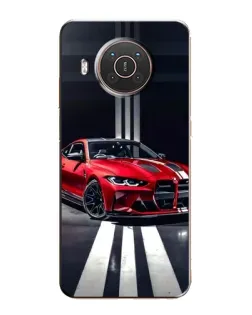 Чехол для Nokia X10 с картинкой «Красная BMW на дороге»