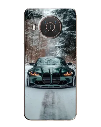 Чехол для Nokia X10 с картинкой «BMW в зимнем лесу»