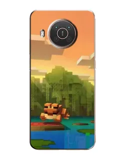 Чохол для Nokia X10 з картинкою «Майнкрафт захід сонця»