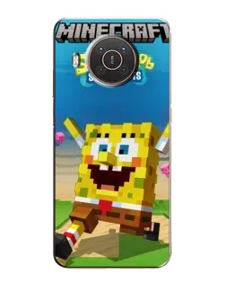 Чехол для Nokia X10 с картинкой «Губка Боб Minecraft»