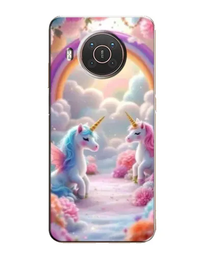 Чехол для Nokia X10 с картинкой «Радуга и единороги»