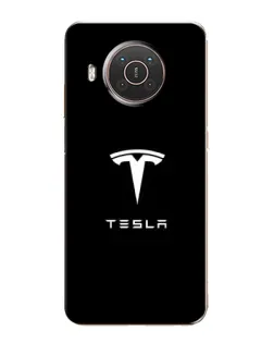 Чехол для Nokia X10 с картинкой «Tesla White Logo»