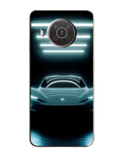 Чехол для Nokia X10 с картинкой «Tesla в неоне»