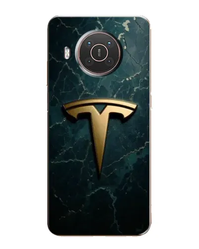 Чехол для Nokia X10 с картинкой «Мраморная Tesla Gold»