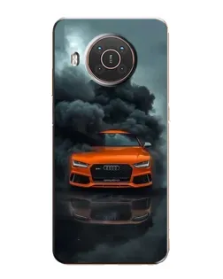 Чехол для Nokia X10 с картинкой «Audi в облаках дыма»