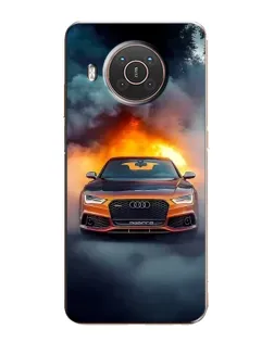 Чехол для Nokia X10 с картинкой «Audi в огненном дыму»
