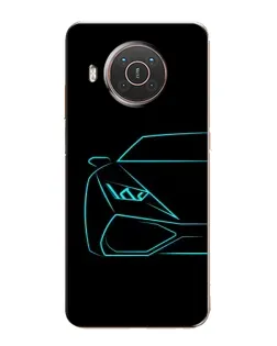 Чехол для Nokia X10 с картинкой «Голубой силуэт Lamborghini»