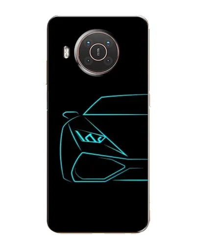 Чехол для Nokia X10 с картинкой «Голубой силуэт Lamborghini»