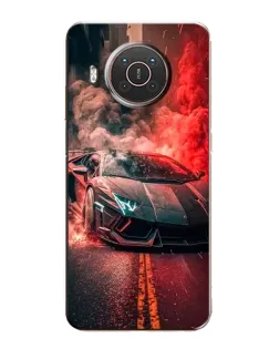 Чехол для Nokia X10 с картинкой «Lamborghini красный дым»