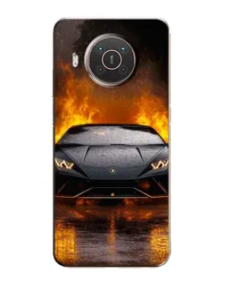 Чехол для Nokia X10 с картинкой «Lamborghini в огне»