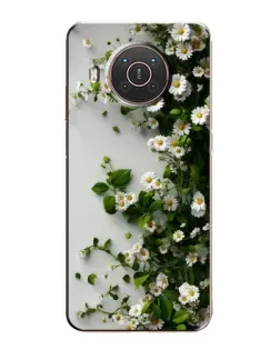 Чехол для Nokia X10 с картинкой «Ветка мелких белых цветов»