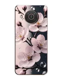 Чехол для Nokia X10 с картинкой «Нежная сакура и капли»