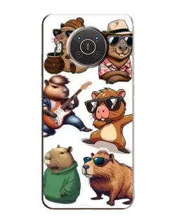 Чехол для Nokia X10 с картинкой «Крутые капибары музыканты»