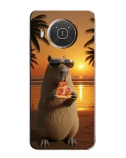 Чехол для Nokia X10 с картинкой «Капибара с пиццей»