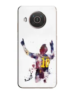 Чехол для Nokia X10 с картинкой «Акварельный Месси Барселона»