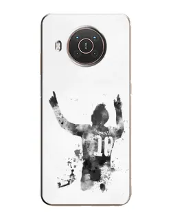 Чехол для Nokia X10 с картинкой «Черно-белый силуэт Месси» Чехол для Nokia X10 с картинкой «Черно-белый силуэт Месси»