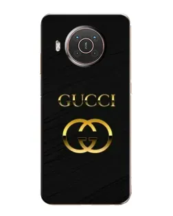 Чехол для Nokia X20 с картинкой «Золотой логотип Gucci»
