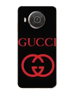 Чехол для Nokia X20 с картинкой «Gucci — красный логотип»