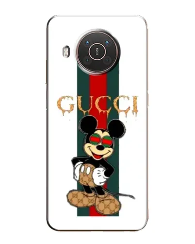Чехол для Nokia X20 с картинкой «Микки Маус Gucci — полосы»