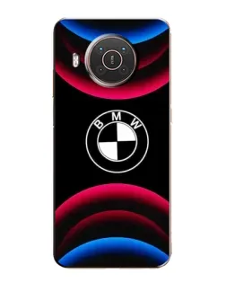 Чехол для Nokia X20 с картинкой «Логотип BMW и неоновые дуги»