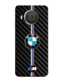 Чехол для Nokia X20 с картинкой «Эмблема BMW и карбон»