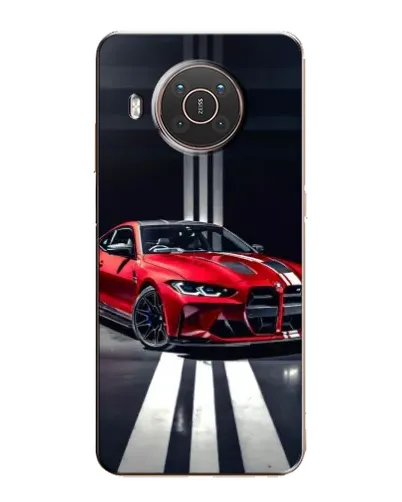 Чехол для Nokia X20 с картинкой «Красная BMW на дороге»