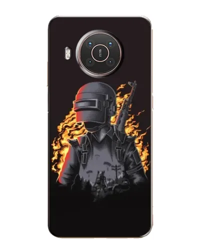 Чохол для Nokia X20 з картинкою «PUBG — вогняний силует»