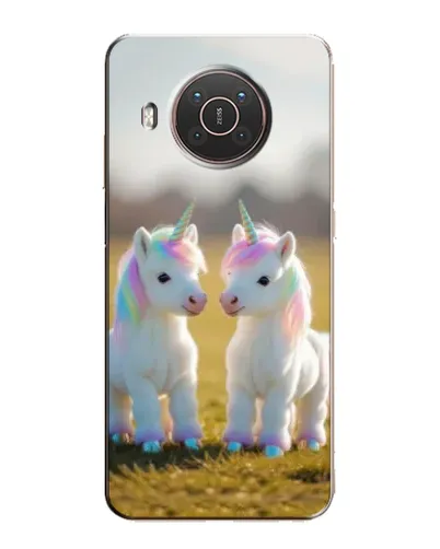 Чехол для Nokia X20 с картинкой «Пара единорогов»