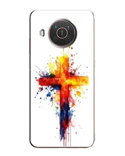 Чехол для Nokia X20 с картинкой «Акварельный крест»