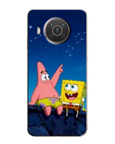 Чехол для Nokia X20 с картинкой «Губка Боб и Патрик ночью»