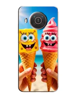 Чехол для Nokia X20 с картинкой «Спанч Боб мороженое»