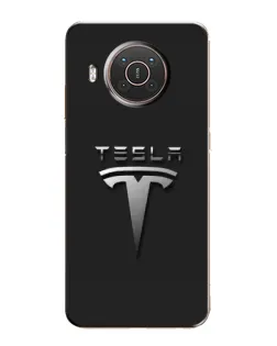 Чехол для Nokia X20 с картинкой «Стальной логотип Tesla»