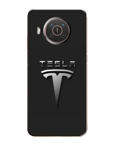 Чехол для Nokia X20 с картинкой «Стальной логотип Tesla»