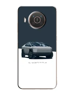 Чехол для Nokia X20 с картинкой «Серебристый Cybertruck Tesla»