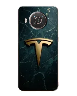 Чехол для Nokia X20 с картинкой «Мраморная Tesla Gold»