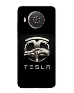 Чехол для Nokia X20 с картинкой «Tesla — серебристое авто»