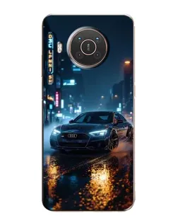 Чехол для Nokia X20 с картинкой «Ночной город и Audi»
