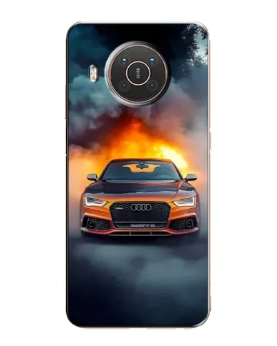 Чехол для Nokia X20 с картинкой «Audi в огненном дыму»